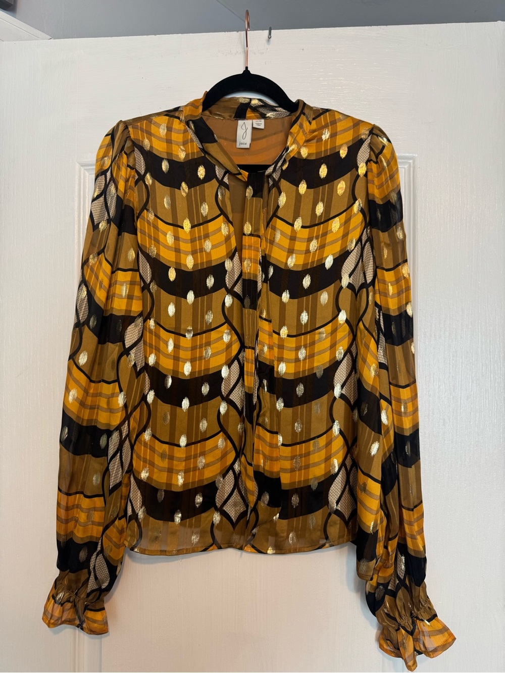 Joie Golden Printed Long-Sleeve Blouse